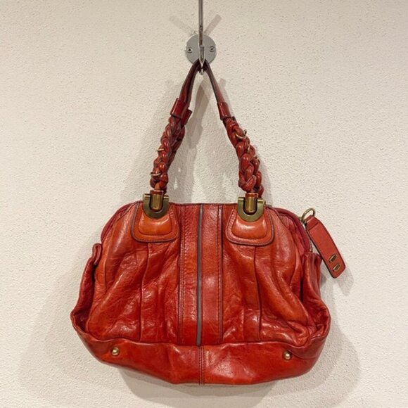 Chloe Handbags - CHLOE Heloise Distressed Leather Satchel Shoulder Bag Red VGUC